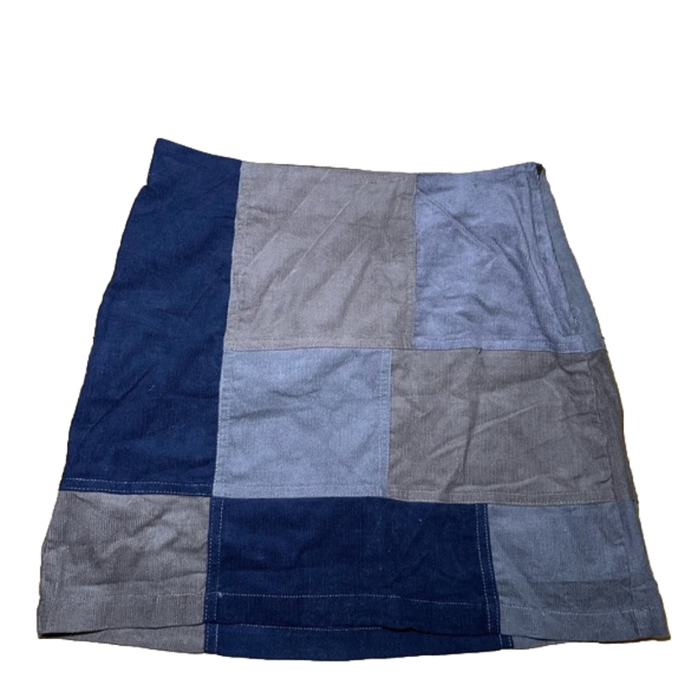 NWT Nana Macs Fall Brown & Navy Colorblock Mini Skirt Size Small